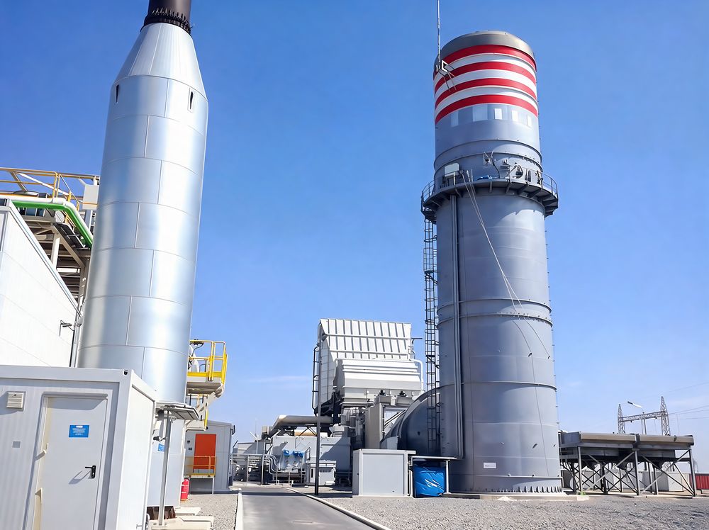 Exhaust stacks of a thermal power plant